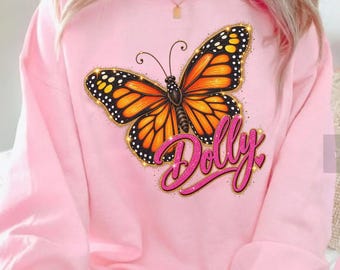 Dolly Monarch Butterfly Shirt, Country Music Fan Sweatshirt, Dolly Parton Sparkle Graphic Tee Gift
