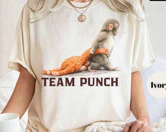T-shirt Team Punch Comfort Colors®, T-shirt Baby Monkey Punch, Mème singe viral, Cadeau pour les amoureux des singes