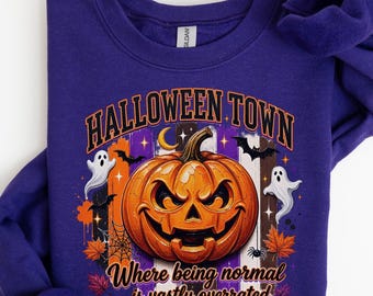 Halloween Town Pumpkin Shirt, Halloween Town University Sweatshirt, Retro Spooky Season Graphic Hoodie, Preppy Halloween Sweatshirt