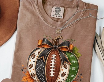 Football Pumpkin Shirt, Comfort Colors® Fall Game Day Shirt, Autumn Sports Fan Apparel, Long Sleeve Football Mom Tee, Sunday Football Outfit