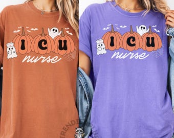 ICU Halloween Shirt, Comfort Colors Halloween ICU Nurse Gift, Spooky ICU Nurse T-Shirt, Icu Squad Halloween Tee