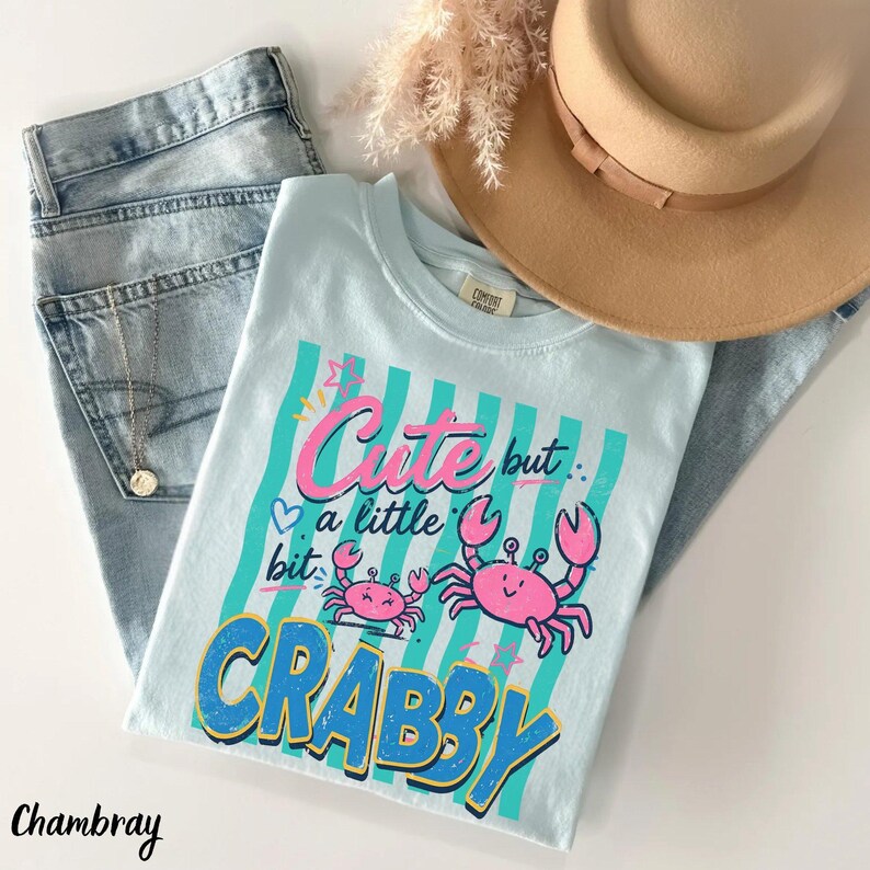 Cute But A Little Bit Crabby Shirt, Comfort Colors Summer Beach Tee, Funny Meme Shirt image 4