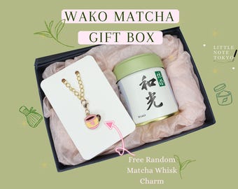 Caja de regalo de té matcha ceremonial WAKO / Té japonés con dije de batidor