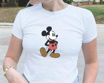Retro Mickey Disney Baby Tee, Classic Mickey Baby Tee, Y2k 90s Style Mickey Mouse Tee