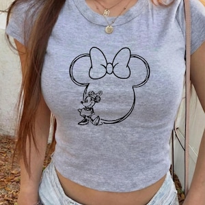 Vintage Minnie Mouse Baby Tee - Bella Canvas Retro Disneyland Crop Top image 1
