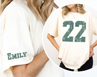 Comfort Colors Custom Name and Number Shirt, Custom Football Number T-Shirt, College Team Number Tee, Football Family Custom Name Number
