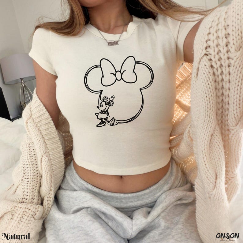 Vintage Minnie Mouse Baby Tee - Bella Canvas Retro Disneyland Crop Top image 3
