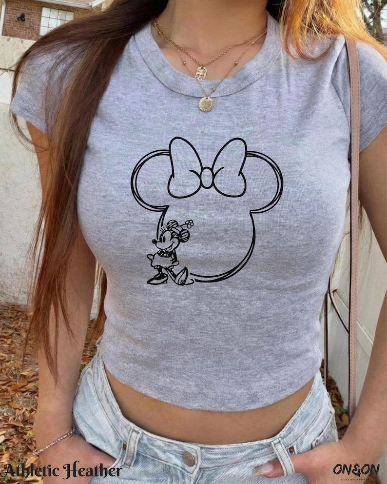 Vintage Minnie Mouse Baby Tee - Bella Canvas Retro Disneyland Crop Top image 1