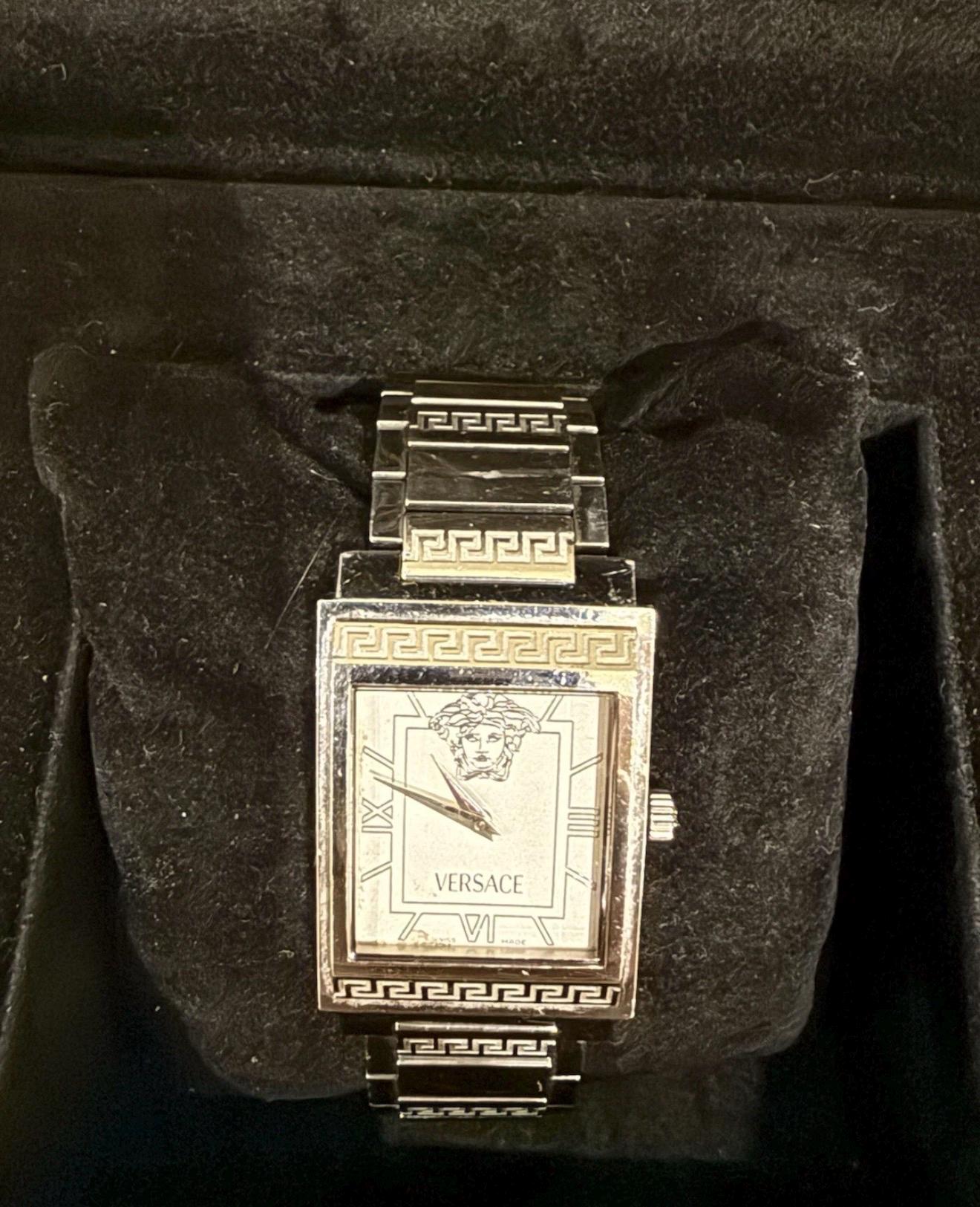 VERSACE Landmark  unisex used watch quartz date window watch Vintage Versace Watch - Etsy main image 4