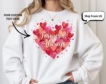 Personalized Heart Valentine Sweatshirt For Women With Custom Love Text