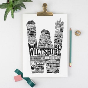 Impressão sem moldura de Wiltshire - pôster de Wiltshire - arte de Wiltshire - formatura - presente de inauguração para homens - presente