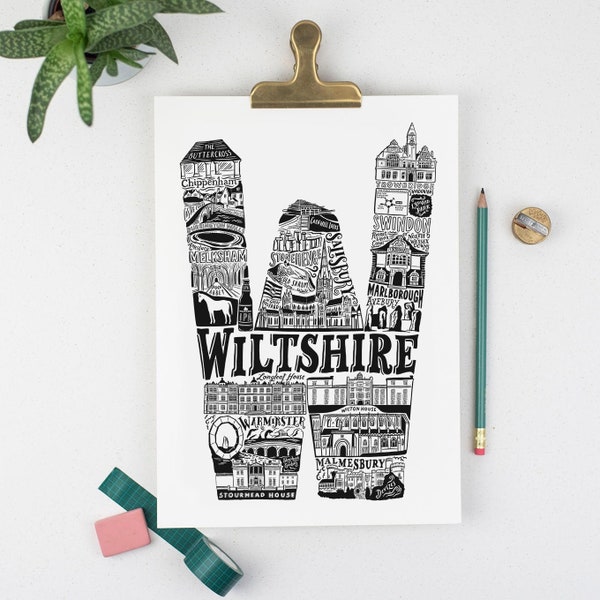 Unframed Wiltshire print - Wiltshire poster - Wiltshire art - Graduation - housewarming gift for men - gift