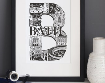 Bath framed Print- graduation gift UK- Bath Gift- University Gift Ideas - City of Bath poster - city of Bath art- Anniversary paper gift