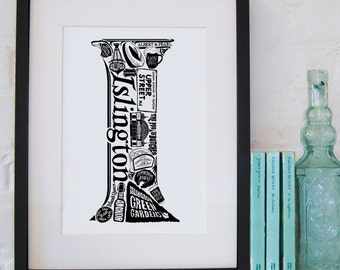 Best of Islington - London Poster - London Poster - London Art - Typographic Print - London Illustration - Letter Art - North London Poster