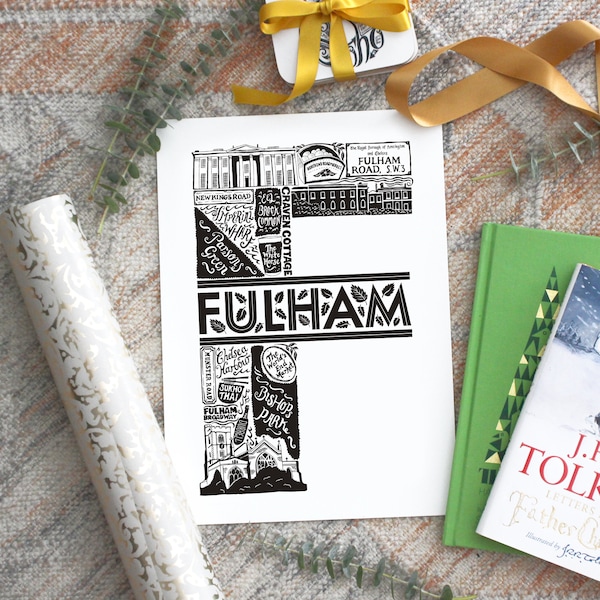 Fulham print - Cartel de Fulham sin enmarcar - Fulham Art - Fulham gift - housewarming gift for Londoners - South London gift - Gifts for mum