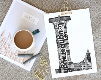 Loughborough unframed Print- Loughborough Gift- Loughborough University- University Gift Ideas - Cadeau de pendaison de crémaillère - Cadeau en papier anniversaire