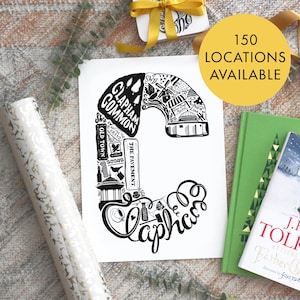 Impressão Clapham - Presente de formatura em Londres - Pôster Clapham - Presente Clapham - Arte de parede Clapham - Arte com letras - Presente de formatura