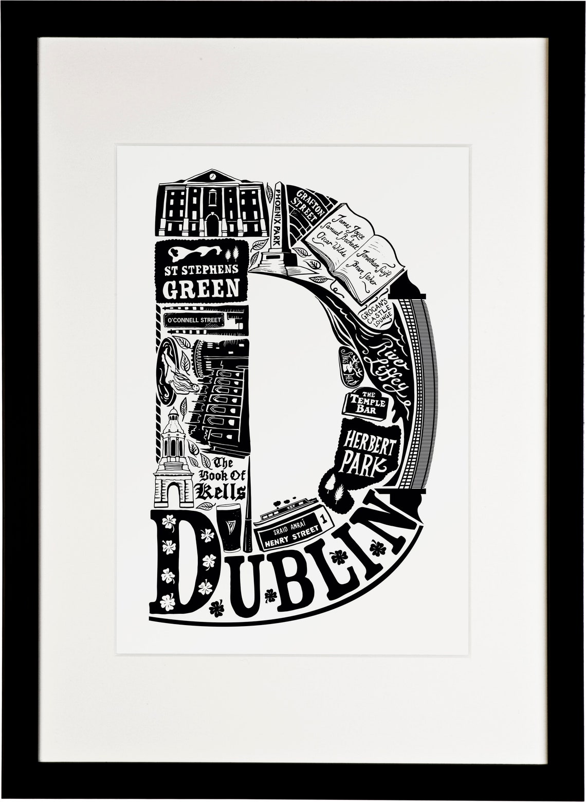 Dublin Framed Print Ireland Poster Irish Art Typographic Etsy