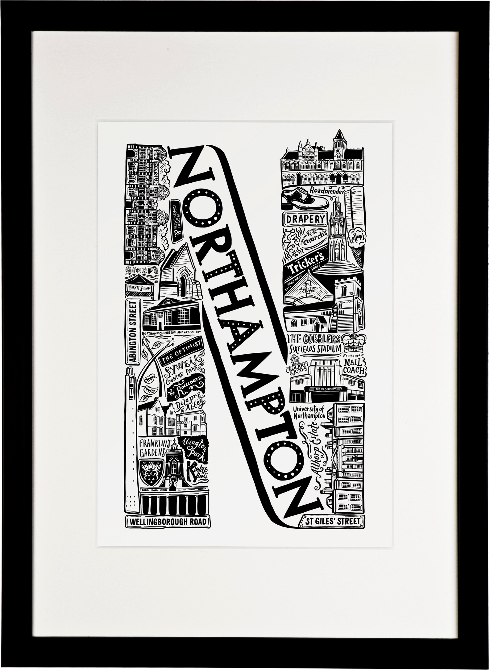 Northampton Framed Print Northampton poster Northampton art Etsy.de