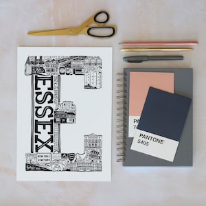 Essex Poster - Essex Wandkunst - Abschlussgeschenke - Essex Poster - Essex Karte - Essex Geschenk - Typographic Print - Letter Art