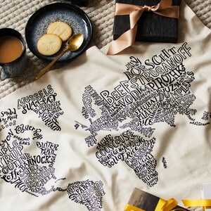 World Food Map Geschirrtuch - Geschenke für Foodie - Küchengeschenke - Geschenke für Freunde - Sommer BBQ - Geschirrtuch aus 100% Baumwolle
