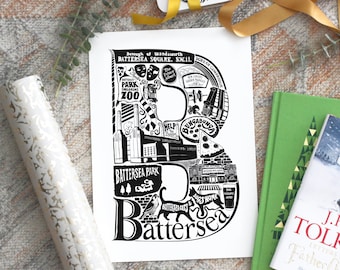 Battersea print - Battersea poster - London Art - Typographic Print - Battersea power station - graduation gift UK  - London gift