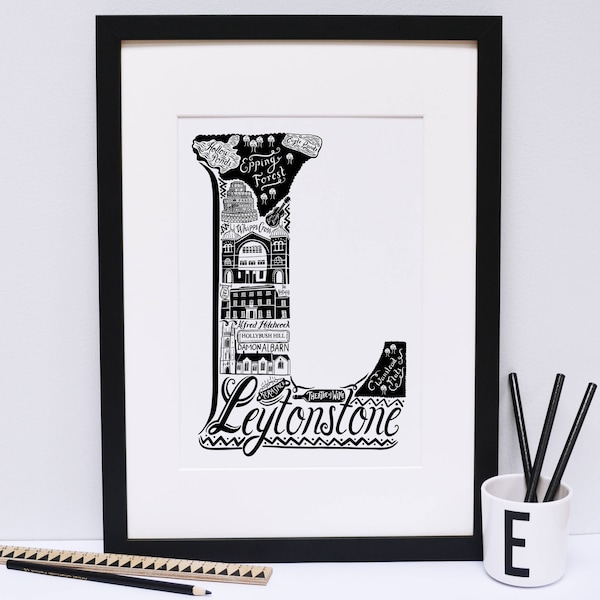 Leytonstone print - London print - London poster - London Art - Typographic Print - London illustration - letter art - East London poster