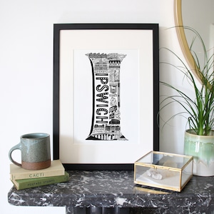 Ingelijste Ipswich print - Ipswich poster - Ipswich kunst - afstudeercadeau UK - housewarming cadeau voor familie - Ipswich gift - Graduate