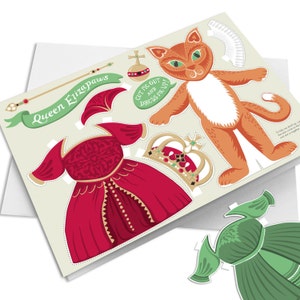 Dress Up Queen Elizabeth Card - Graduation - sacs de fête - fête pour enfants - carte de chat - cadeau de remise de diplôme Royaume-Uni - Cadeau pour sœur