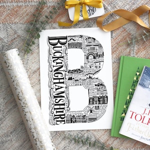 Buckinghamshire Ungerahmter Druck- Buckinghamshire Geschenk- Hochzeitsgeschenk - Bucks Art - Uni Geschenkideen - Geschenk zur Wohnungseinladung - Abitur Geschenk