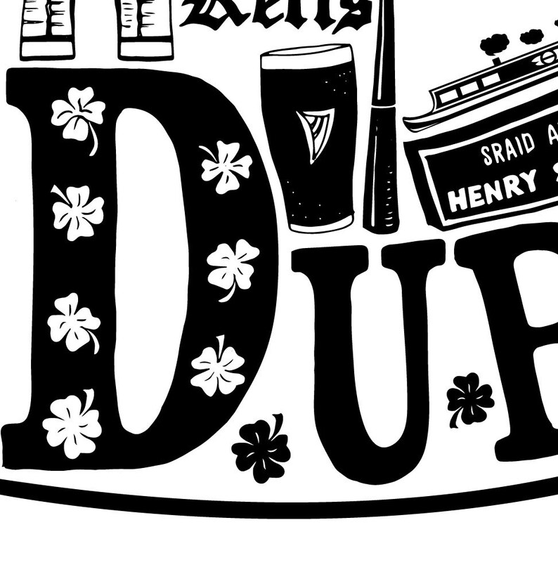 Dublin Framed Print Ireland Poster Irish Art Typographic Etsy