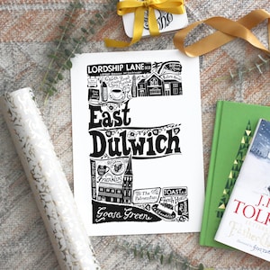 East Dulwich Print - East Dulwich Poster - East Dulwich Art - East Dulwich Geschenk - Süd London Geschenk - Ungerahmte Drucke - Geschenk für Schwester