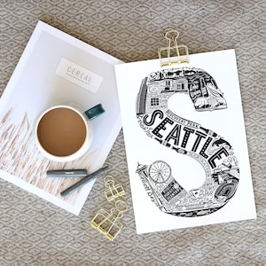 Seattle Poster - Seattle Poster - Abschlussgeschenk UK - Seattle Kunstwerk - Seattle Karte - Reiseposter - Seattle Geschenk - Jahrestag Papier Geschenk