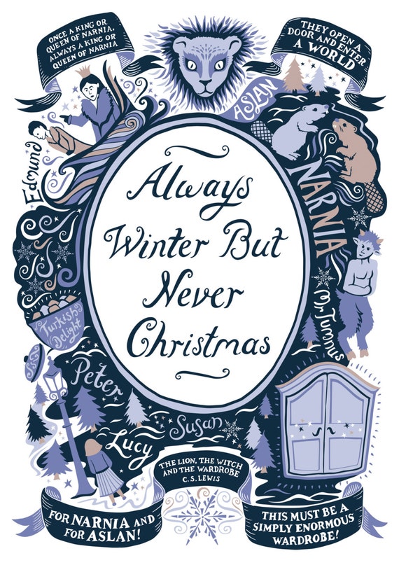 Chronicles of Narnia Quote Lion Witch & Wardrobe Print 