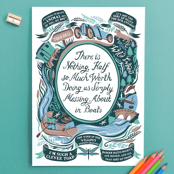 Wind In The Willows Famous Quotes Print Nursery Print | Etsy