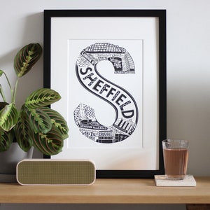 Sheffield Framed Print- Sheffield Gift- University of Sheffield- University Gift Ideas - graduation gift for him - monochrome wall art