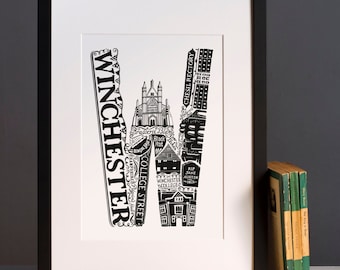 Winchester Print- Winchester poster - Winchester cathedral - Winchester Gift- University of Winchester- graduation gift UK for mum