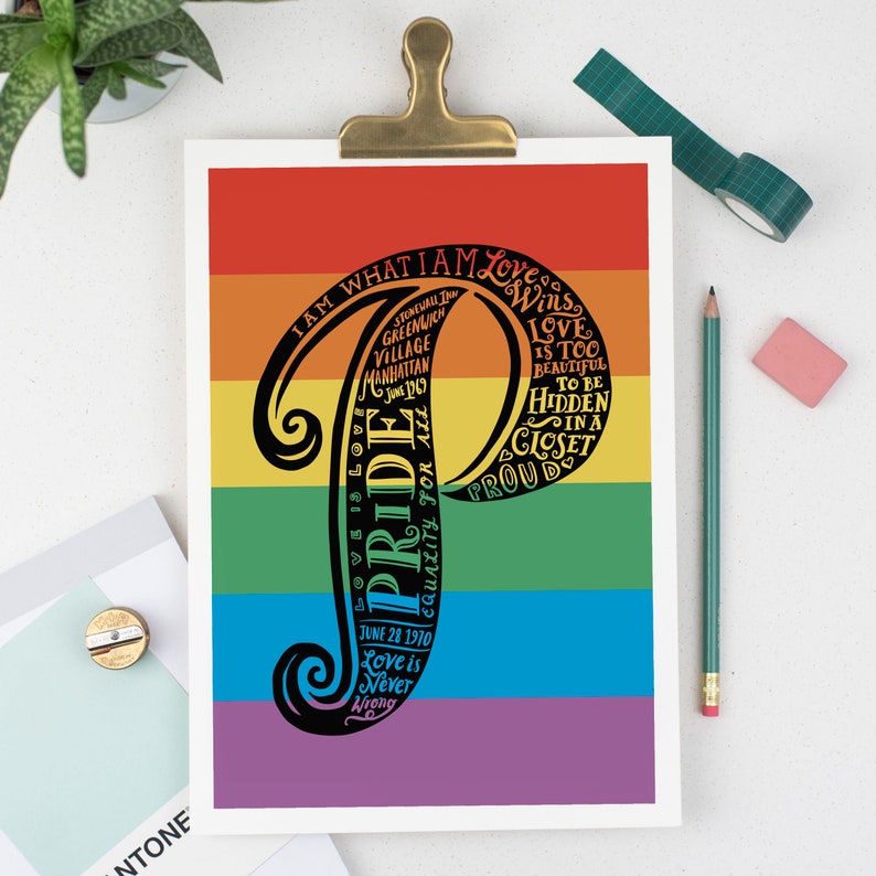 Pride poster Pride art Pride print Love is Love Proud Pride in the UK Pride flag Pride artwork graduation gift UK image 4