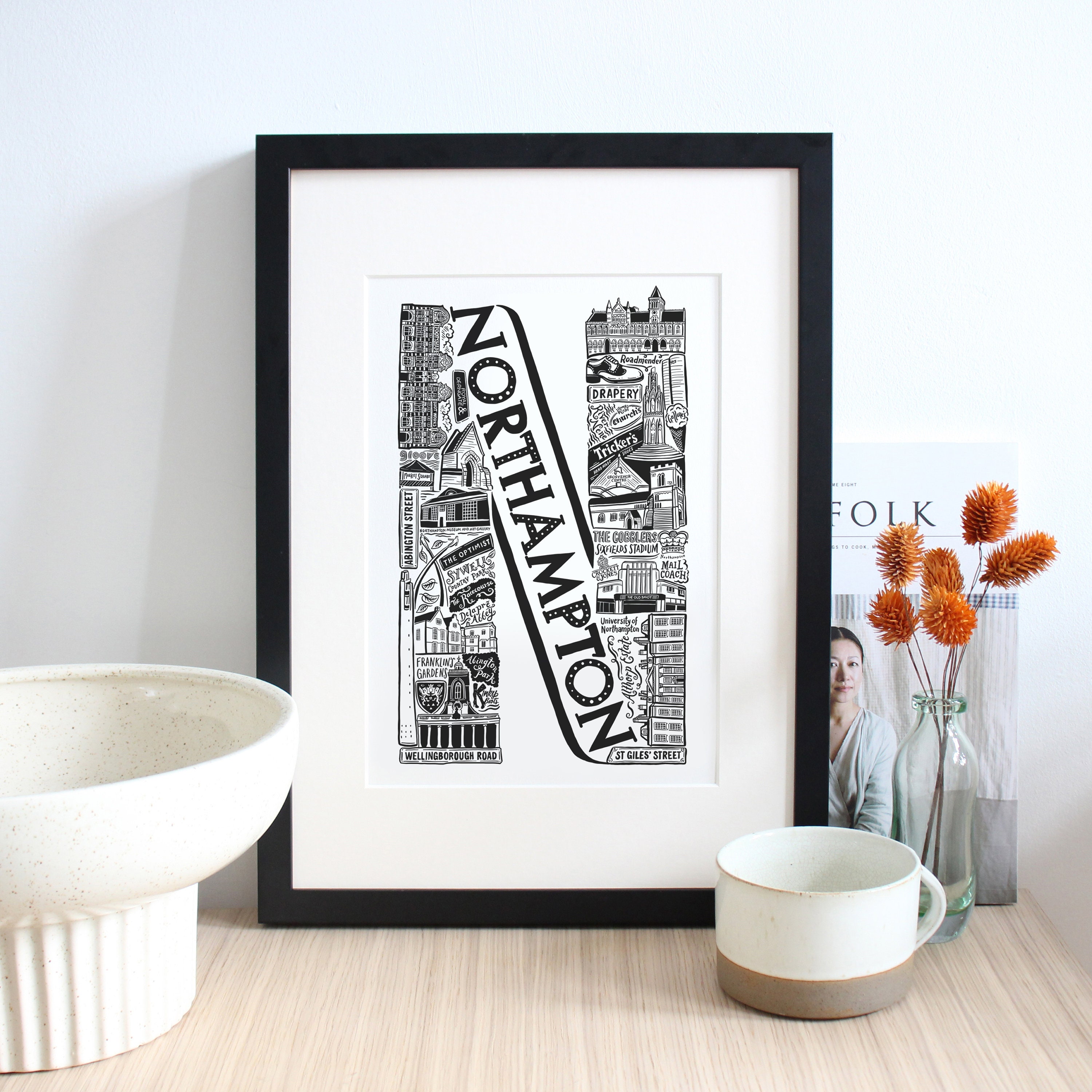 Northampton Framed Print Northampton poster Northampton art Etsy.de