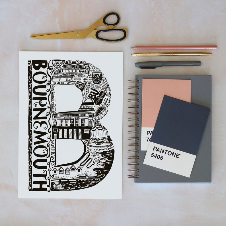 housewarming gift Bournemouth Gift Bournemouth unframed Print University Gift Ideas Birthday Gift UK Birthday Gift UK