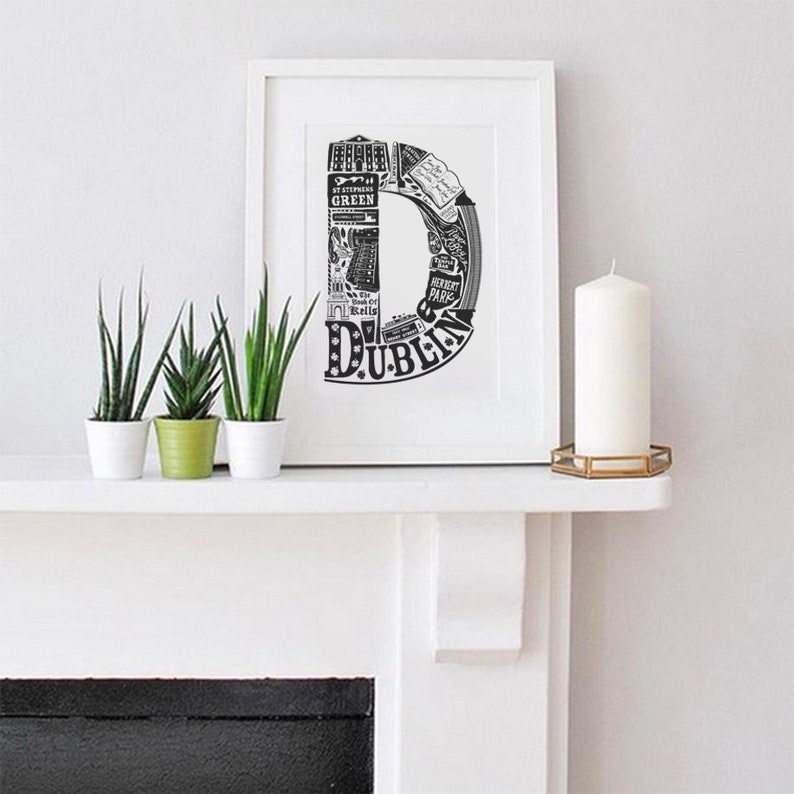 Dublin Framed Print Ireland Poster Irish Art Typographic Etsy