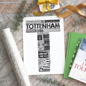 Tottenham Druck - Tottenham Kunst - Einweihungsparty - Tottenham Hotspurs - London Geschenk - Jubiläumspapier Geschenk - Abschlussgeschenk UK