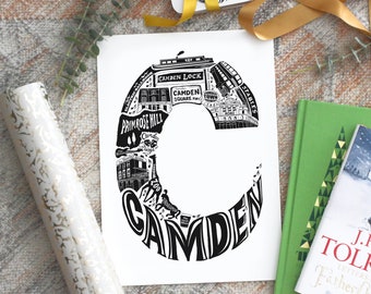 Camden print - London print - Camden poster - Camden Art - Typography - London typographic print - letter art - Anniversary paper gift