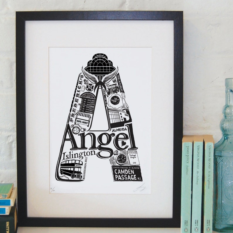 Best of Angel London print London poster London Art Typographic Print London illustration letter art North London poster image 1