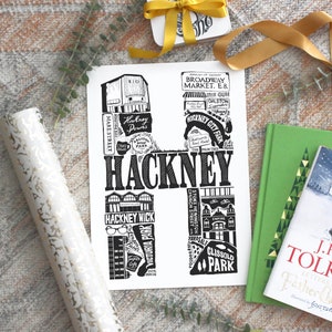 Best of Hackney - Ungerahmter Hackney Print - Hackney Poster - Hackney Art - Housewarming Geschenk für Londoner - Jubiläumspapier Geschenk