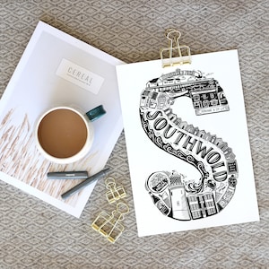 Southwold Print - Suffolk Print - Southwold Poster - Southwold Geschenk - Monochrom Art - Typographic Print - Letter Art - Suffolk Geschenk