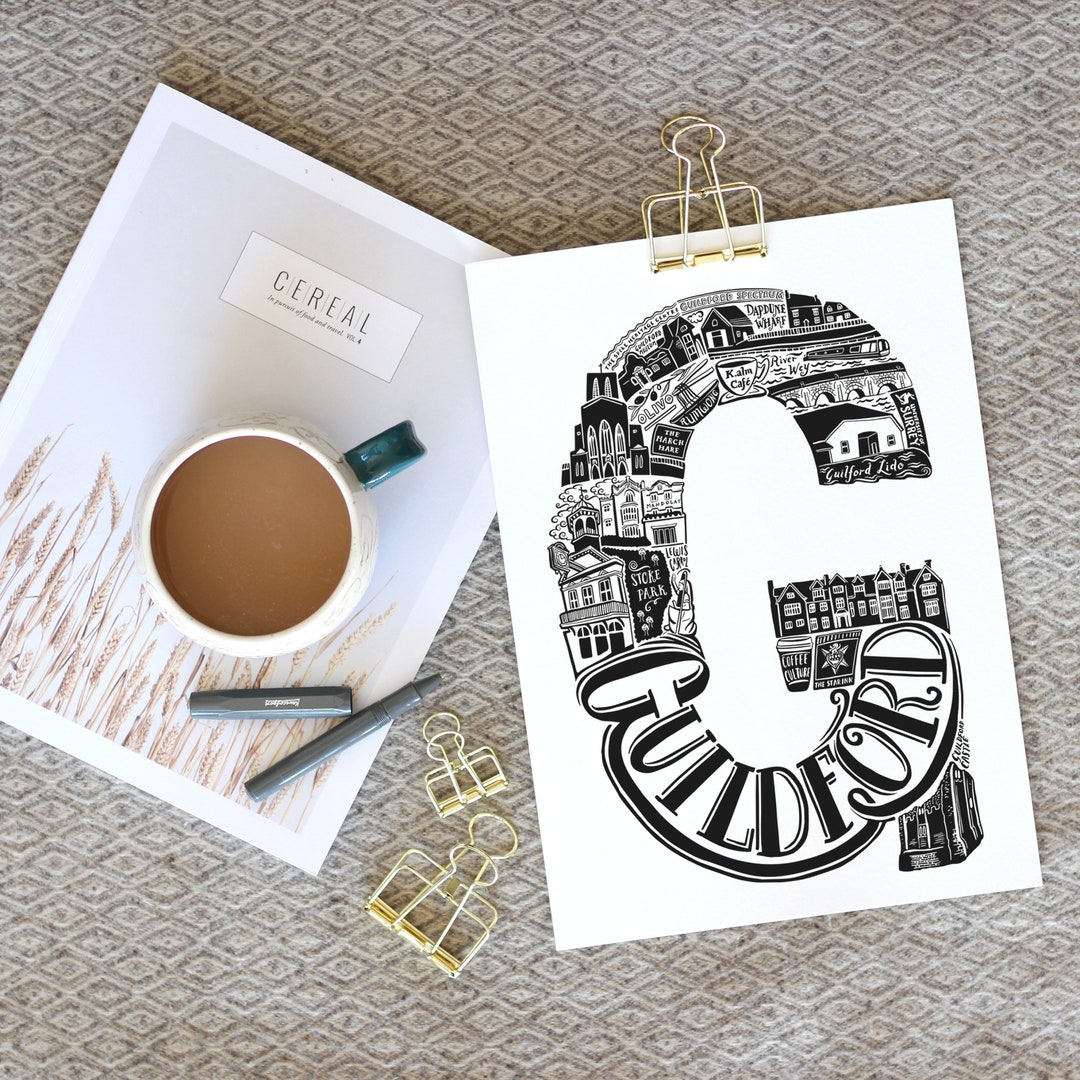 Guildford Print Guildford Gift Anniversary Paper Gift Etsy