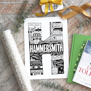 Impressão de Hammersmith - Presente de Hammersmith - Pôster de Hammersmith - Arte de parede de Londres - Presente de papel de aniversário - presente de inauguração - Presente para irmã