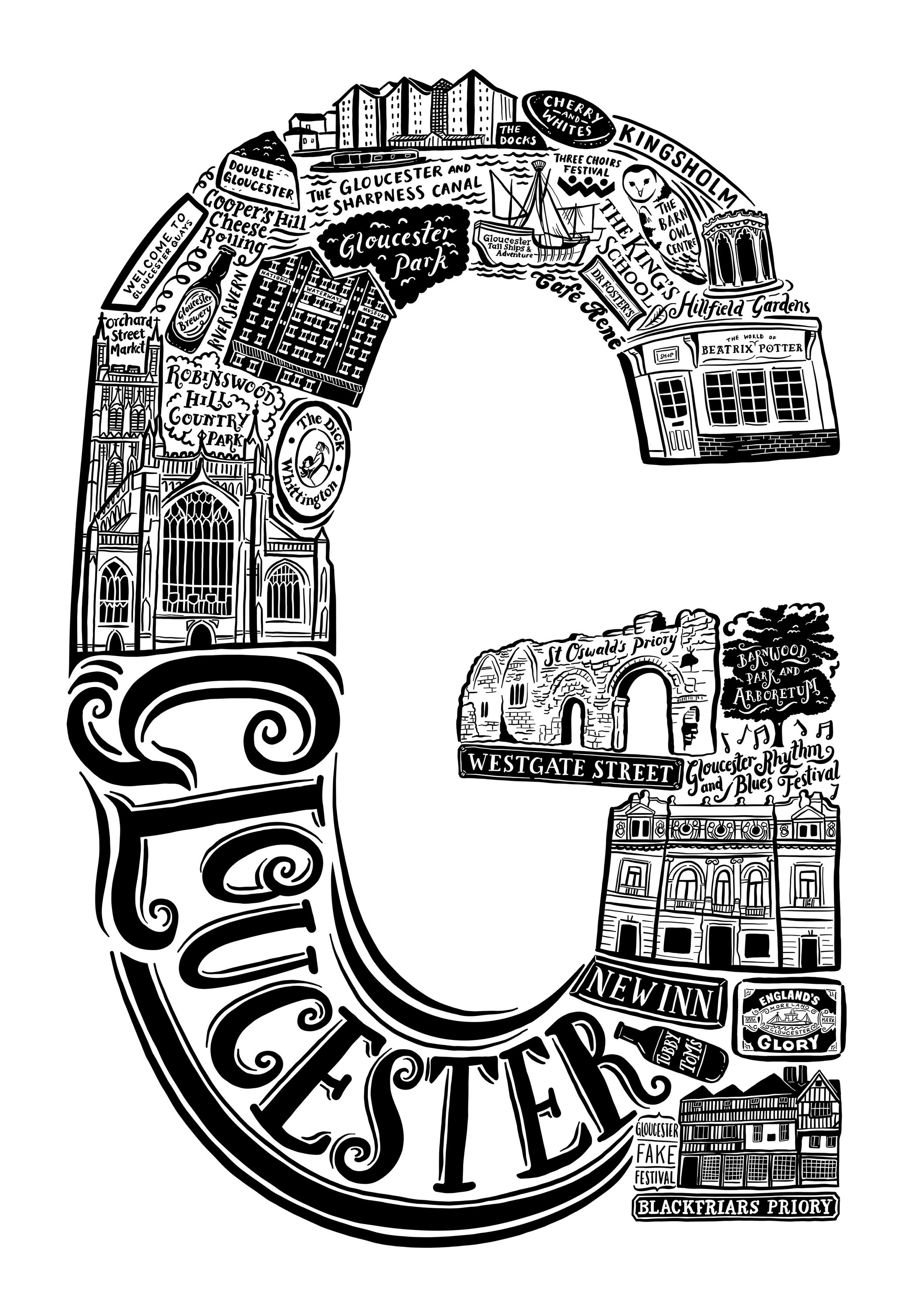 Gloucester print Gloucester poster Gloucester art Etsy