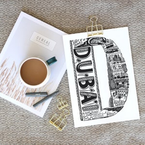Dubai Druck - Jubiläums Papier Geschenk - Dubai Poster - Dubai Geschenke - Typografischer Druck - Dubai Karte - Reise Poster - Dubai Skyline